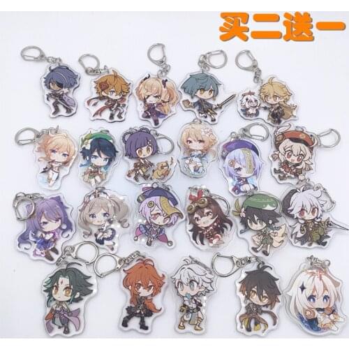 Anime Genshin Impact Lisa Traveler Kaeya Jean Theme Figure Keychain Acrylic Keyring Bag Pendant Toy Student Cosplay Gift