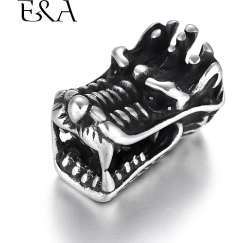 Stainless Steel Beads Dragon Head 3mm Hole Animal Charms for Beaded Chain Bracelet Supplies Handmade DIY Jewelry Making Findings