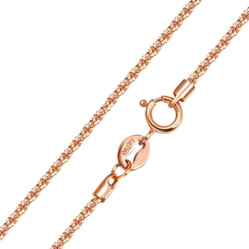 Pure Solid 18K Rose Gold Necklace Width 1.3mm Shining Full Star Chain Necklace Stamped Au750 For Women Gift 40-45cm