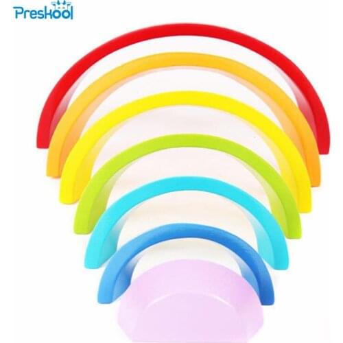 Baby wooden toys Color arch bridge childrens early education color cognitive learning toys