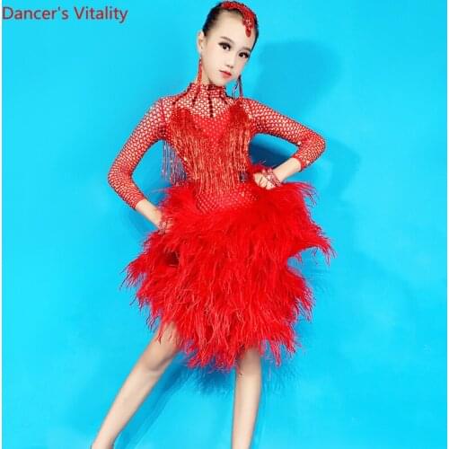 Latin Dance Child Sexy High End Dress Stand Collar Performance Clothes New Female Adult Professional Competition Clothing Autumn