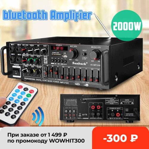 Home Bluetooth Amplifiers 2 Channel Home Car Audio Stereo Subwoofer Amplifier Power Audio Amplifier Audio USB SD With Remote