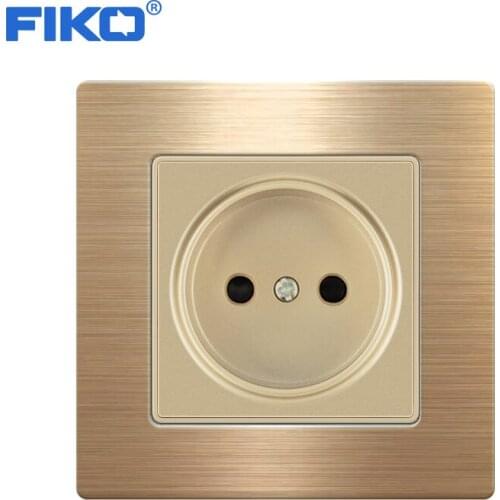 FIKO Stainless Steel Panel EU Russia standard , wall power socket family hotel Electricity socket 86*86mm safety