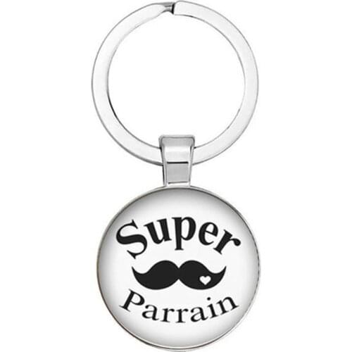 Hot Je Suis Une Super Braun Keychain Glass Cabochon Super Braun Godfather Pattern Keyring Holder Metal Jewelry Gift
