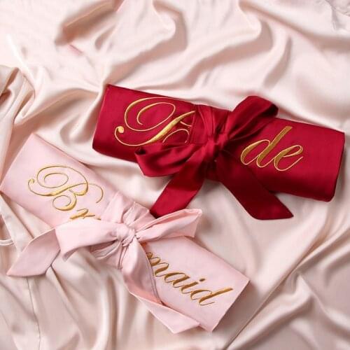 Short Nightwear Women Home Clothing Intimate Lingerie Satin Bride Bridesmaid Wedding Robe Casual Letter Sleepwear Nightgown