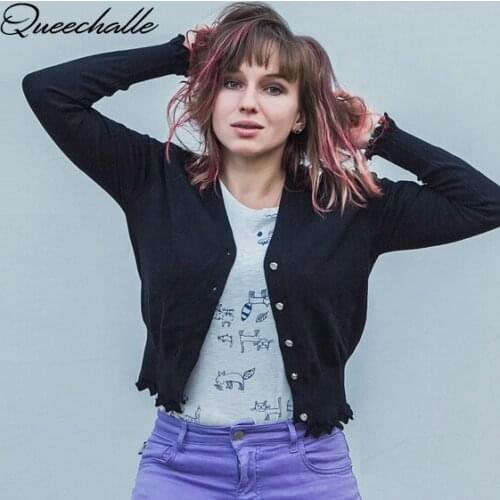 Queechalle 9 Colors V neck knitted cardigans female 2021 spring autumn cardigan women casual long sleeve tops women sweater coat