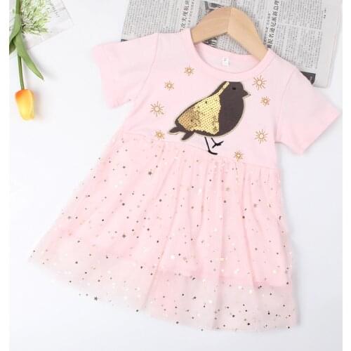 Lace Cartoon Printing Kids Dress Summer Floral Girl Short Sleeve Dress Childrens Fashion Cosy Casual Clothing Princess Dresses