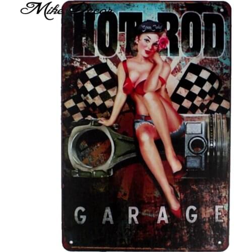 [ Mike86 ] Hot Rot Garage Metal Painting Room Art Painting Antique Bar Party Home Hall Decor 20X30 CM AA-1049