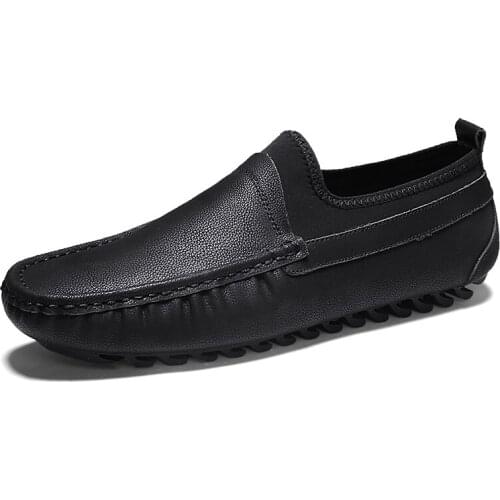 Casual Leather Men New Genuine Shoes Luxury Brand 2020 Mens Loafers Moccasins Breathable Slip on Black Driving Shoes