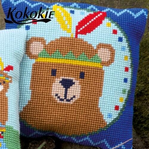 DIY cross stitch pillowcase embroider needlework kits cushion cover kits knitting needles kit for embroidery yarn pillowcase