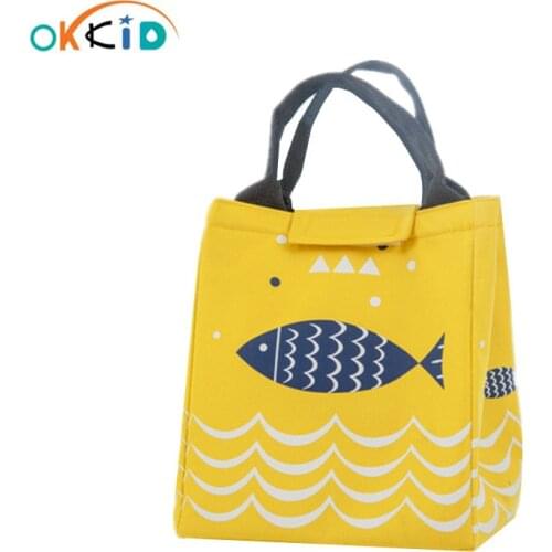 OKKID portable lunch bag thermal insulated lunch box kids tote cooler handbag picnic dinner container school food storage bag
