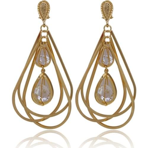 Wholesale Exquisite African Big Long Drop Dangle Earrings Jewelry Luxury Gold-color Woman Nigerian Wedding Costume Design