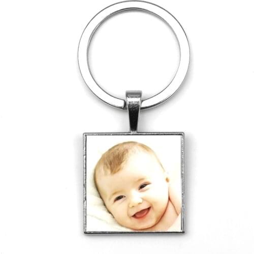 Personalizeds Photo Pendants Custom Square Keychain Photo Your Baby Child Mom Dad Grandparent Loved Gift for Family Member Gift