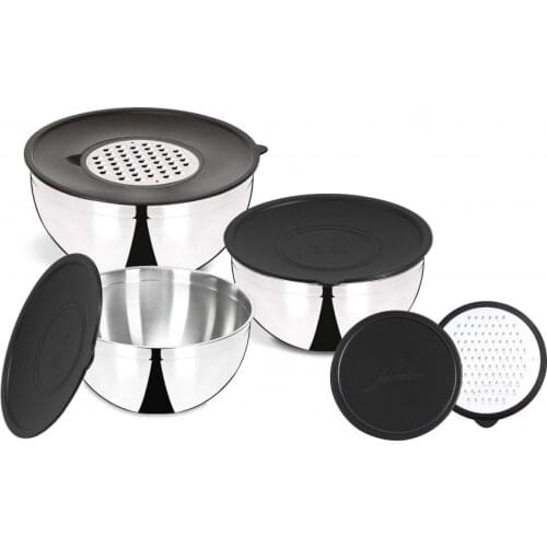 2021 New Full Set Black Stainless Steel Kitchen Organizer Fresh Box For Fruit Vegetable Blend Mix Grate Easy To Use Picnic Bowl