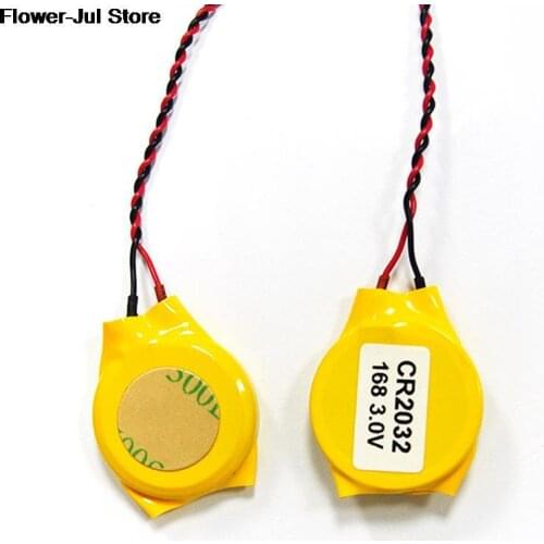 2pcs CR2032 2032 Battery Wire 2pin Laptop Motherboard BIOS CMOS Battery With Wire Disassemble Battery Accessories& Parts