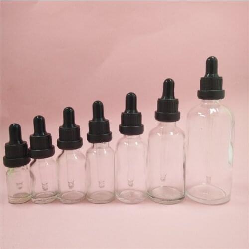 2/10pcs 5/10/15/20/30/50/100ml Transparent Glass Dropper Essentail Oil Bottles with Plastic cap & dropping pipette DIY container