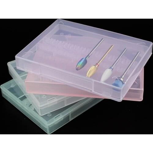 4 Color 14 hole Acrylic Transparent Holder Storage Box Plastic Display For Nail Drill Bit Stand Container Art Tool