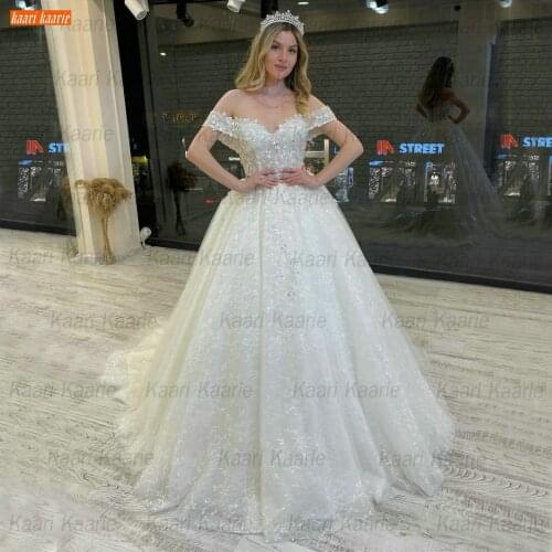 Luxury Ivory Lace Wedding Gowns Off Shoulder 2021 Vestidos De Novia Exqusite Beading Bridal Dresses White Women Hochzeitskleid