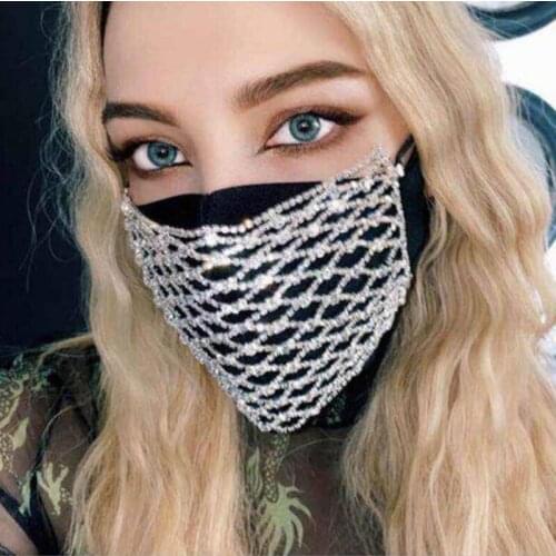 KMVEXO Luxury Jewelry Bling Rhinestone Mask Halloween for Women Men Fashion Elastic Crystal Decorative Mask Dance Party Festival