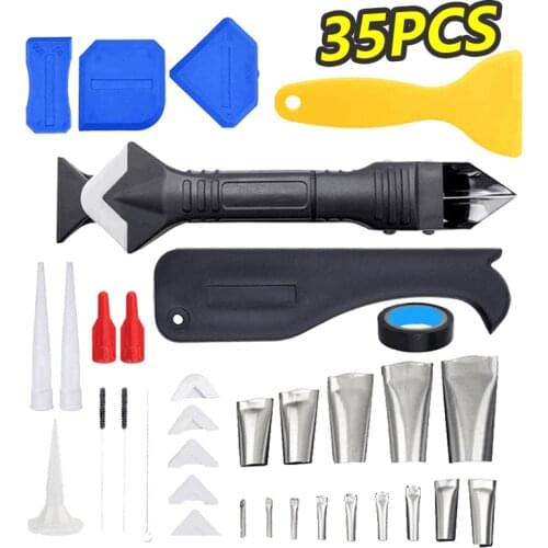 Silicone Sealant Remover Caulk Finisher Grout Kit Caulking Nozzle Applicator Finishing Set Floor Mould Removal Hand Tool 35pcs