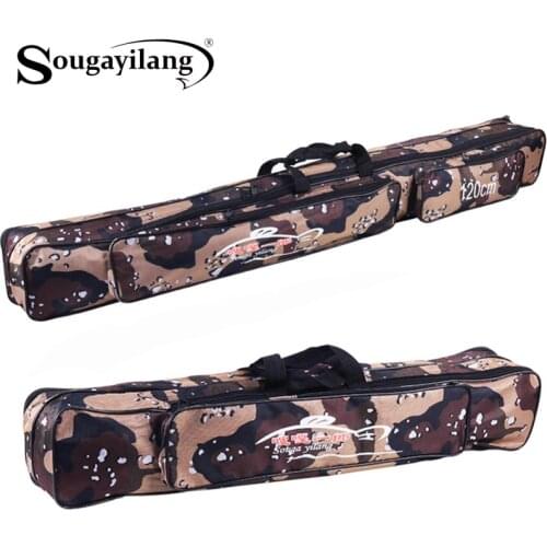 Sougayilang fishing bag Large Capacity 80/120cm Fishing Bag Camouflage Double Layer Canvas Fishing Rod Bags Fishing Tackle gear