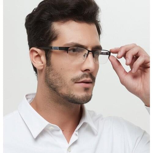 High-end fashionable mens glasses with metal frame and resin are used for glasses with hard wearing lenses for the elderly