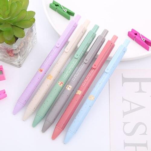 1 Piece Lytwtws Cute Gel Pen Creative Macaron Morandi Color Bear Press Office Gift School Supplies Stationery Kawaii Funny Pens