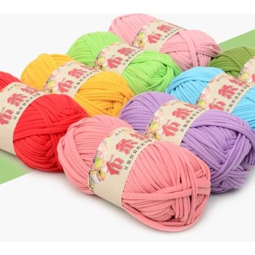 100g/Ball Polyester Hand Knitting Candy Color Cotton Cloth Wool Yarn Woven Thick Thread Hand-knit Crocheted Blanket Yarn Craft