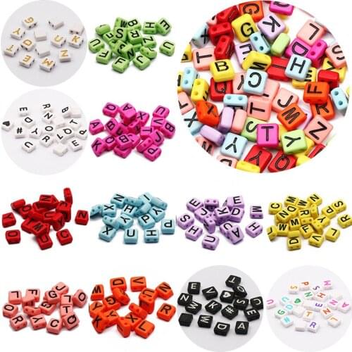 100pcs 8x9mm Random Mixed Flat Square Acrylic Letter Beads Loose Alphabet Beads For Jewelry Making Diy Kids Handmade Accessories