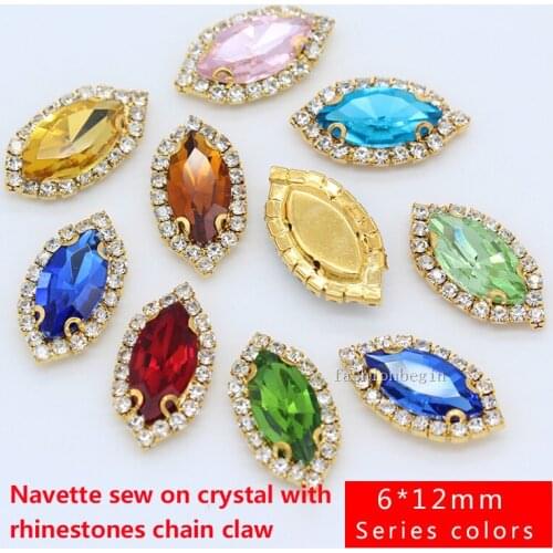 12p 6x12mm color Marquise shape sewing on crystal buckle glass rhinestone trim beads jewelry costume clothes craft DIY accessory
