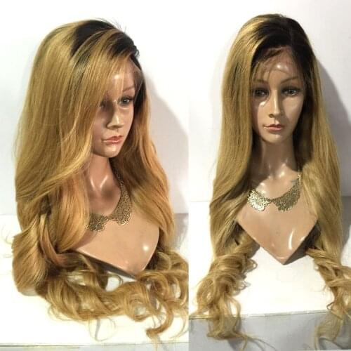 1B 30 Brown Body Wave Synthetic Hair Lace Front Wig High Temperature Fiber For Black Women Natural Hairline 150% Density