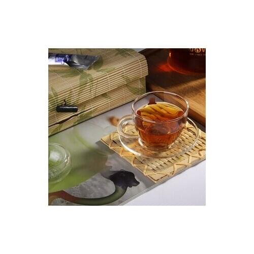 4set/lot Hot Selling Clear Heatproof Glass Tea Cup and Saucer Set Handmade Kongfu Tea Cups Utensils JP 1065