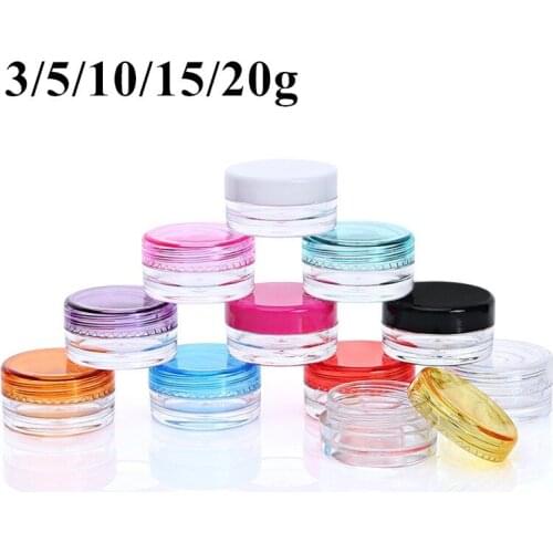 5Pcs 3g 5g 10g 15g 20g Portable Plastic Cosmetic Empty Jars Clear Bottles Eyeshadow DIY Makeup Cream Lip Balm Container Pots