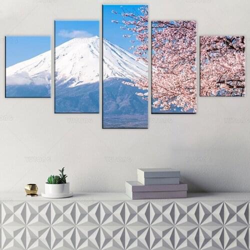 5 Pieces Snow Mountain Landscape Picture poster wall art Home Decoration Canvas Print painting beautiful for living room framed