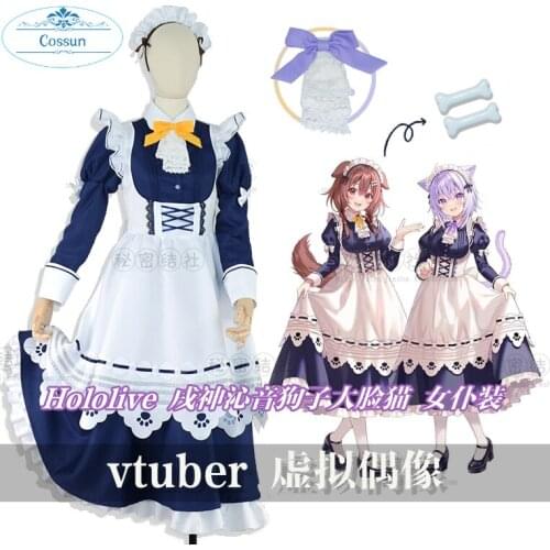 Anime! Vtuber Hololive Inugami Korone Cat Maid Dress Uniform Cosplay Costume Halloween Party Role Play Outfit For Women 2021 NEW