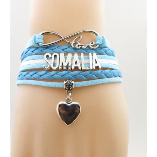 Infinity somalia Bracelet heart Charm somalia country bracelets fashion somalia man and woman rope bracelet somalia jewelry