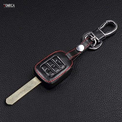 Special offer genuine leather car key case Car Case Cover Remote Key Fob for Honda 3 buttons remote control starline a91
