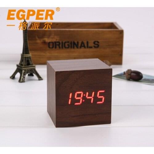 New Led wood wooden clock retro creative voice alarm clock screen smart luminous lazy Sound display Voice Control