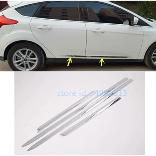 For Ford Focus 2018 2019 2020 Car Body Cover Trim ABS Chrome External Outside Door Bowl Stick Lamp Frame Armrest 4pcs