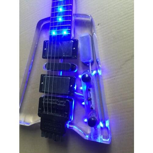 Electric guitar / acrylic blue LED headless portable Guitar / China Electric Guitar