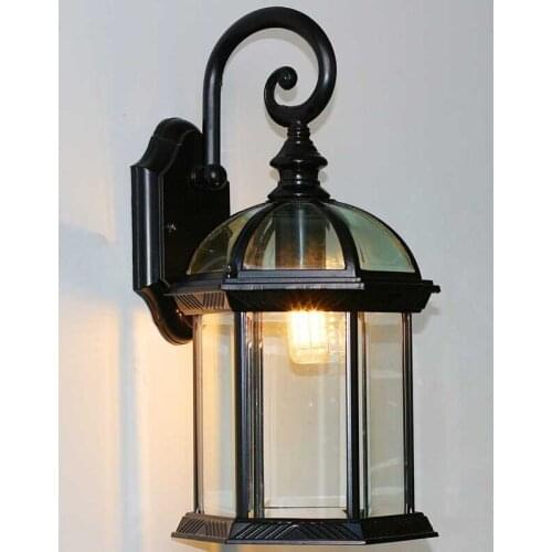 European retro waterproof outdoor clear glass wall lamps Do-old hexagonal shade aluminium lamp for aisle&porch&stairs ZLBD036