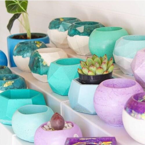 Succulent Planting Concrete Container Mould 9cm Spherical Cement Flower Pot Silicone Mould Big Size Candle Jar Pottery Mould