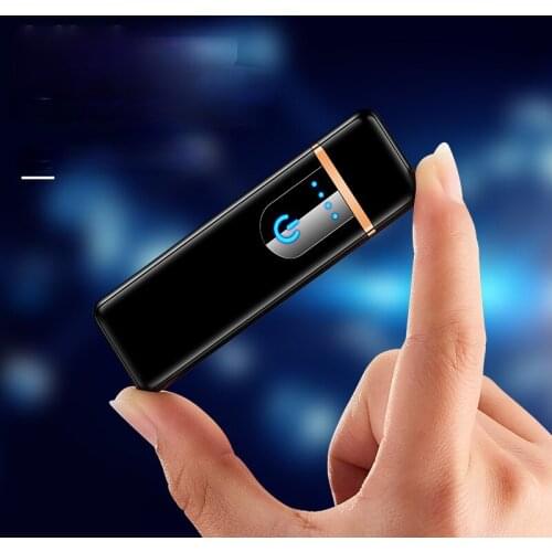 Fingerprint Touch Induction Charging Lighter Mini Personalized USB Cigarette Lighter Smoking Accessories Gadgets for Men Gifts