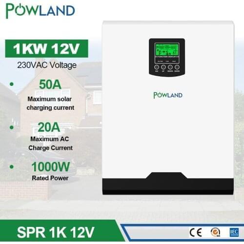 1KW Solar Inverter 12V 220V 50HZ/60HZ Off Grid 1000W Pure Sine Wave inversor Built-in 50A PWM Solar Charge Controller