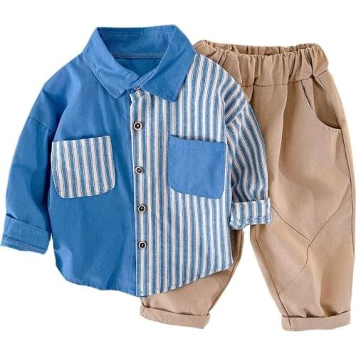 Boys Girls Suits Spring Autumn Kids Tracksuit 2021 New Fashion Splicing Top+Pants 1 2 3Y Baby Long sleeve Set Children Clothing