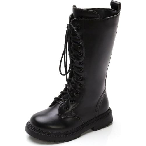 Girls Leather High Boots Princess Boots 2021 Winter New Childrens Boots Girls Fashion Martin Boots Waterproof Warm with Cotton