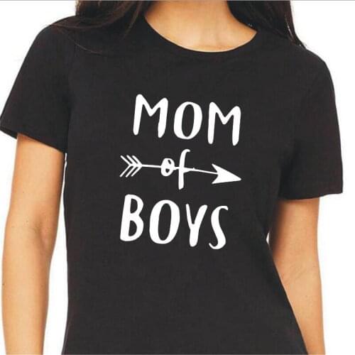 Summer Casual Tee Shirt Femme Fashion MOM OF BOYS Letter Print T Shirt Women Tops Short Sleeve Funny T-shirt Camisetas De Mujer