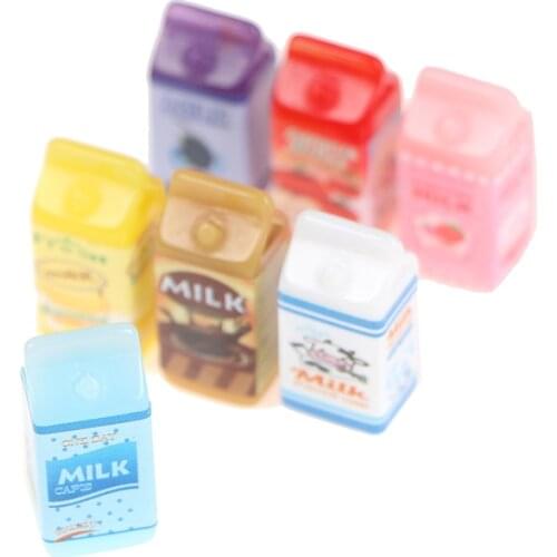 Hot!5 Pcs Dollhouse Kitchen Living Room Mini Boxed Fruit Milk Miniature Food Model Decoration