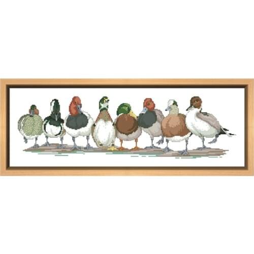 Ducks in line fabric sewing craft kit aida fabric 18ct 14ct 11ct counted white cloth cotton thread cross stitch wall hangings