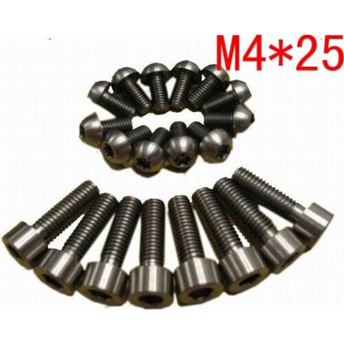 New Free Shipping 50pcs M4x25 M4 Thread Diameter 25mm Length Titanium Ti Screw hex Socket Cap head